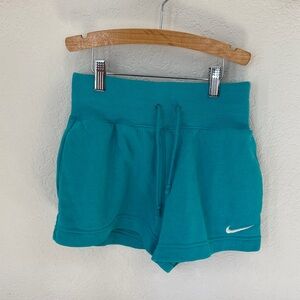 Nike Women's Teal Ribbed Waist Athletic Shorts